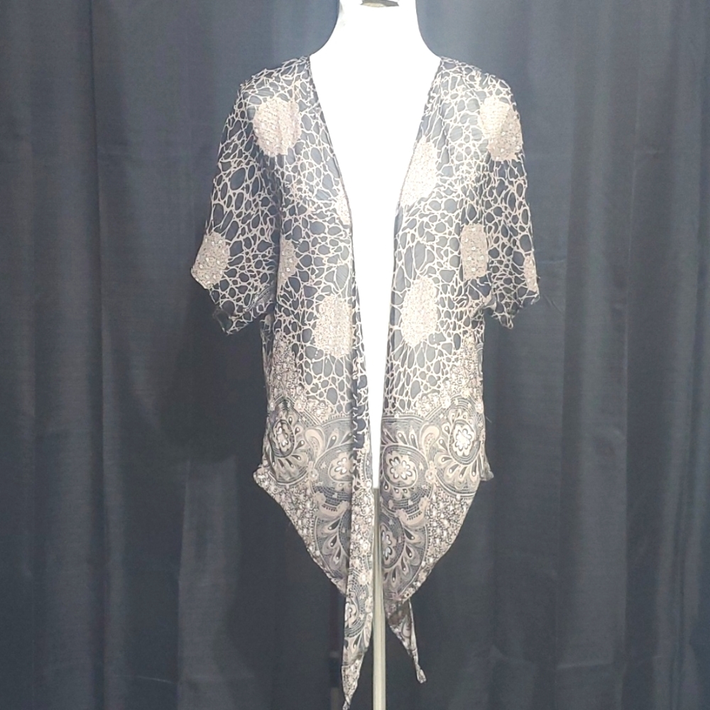 Sheer short sleeve coverlet/swim cover